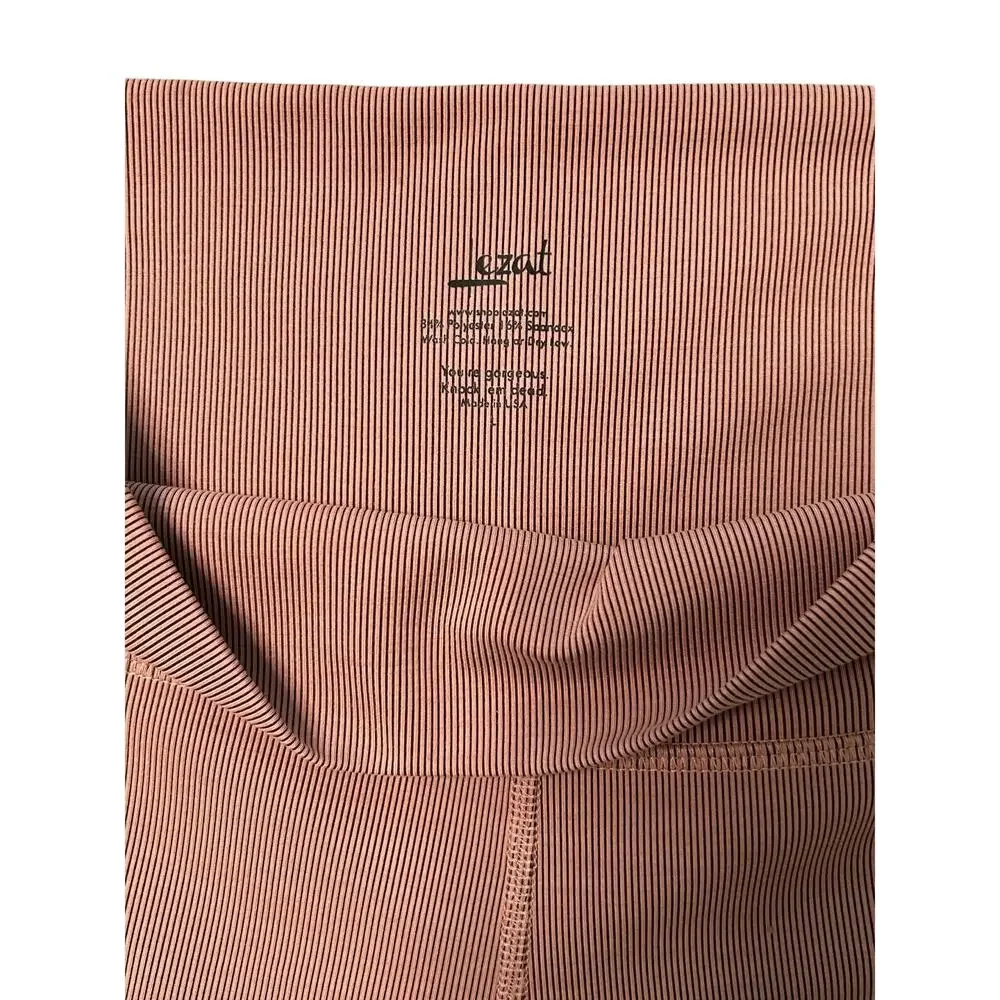 NWT Lezat Eco Active Textured Athletic High Waist Soft Rib Dusty Rose Leggings-L - Picture 4 of 10